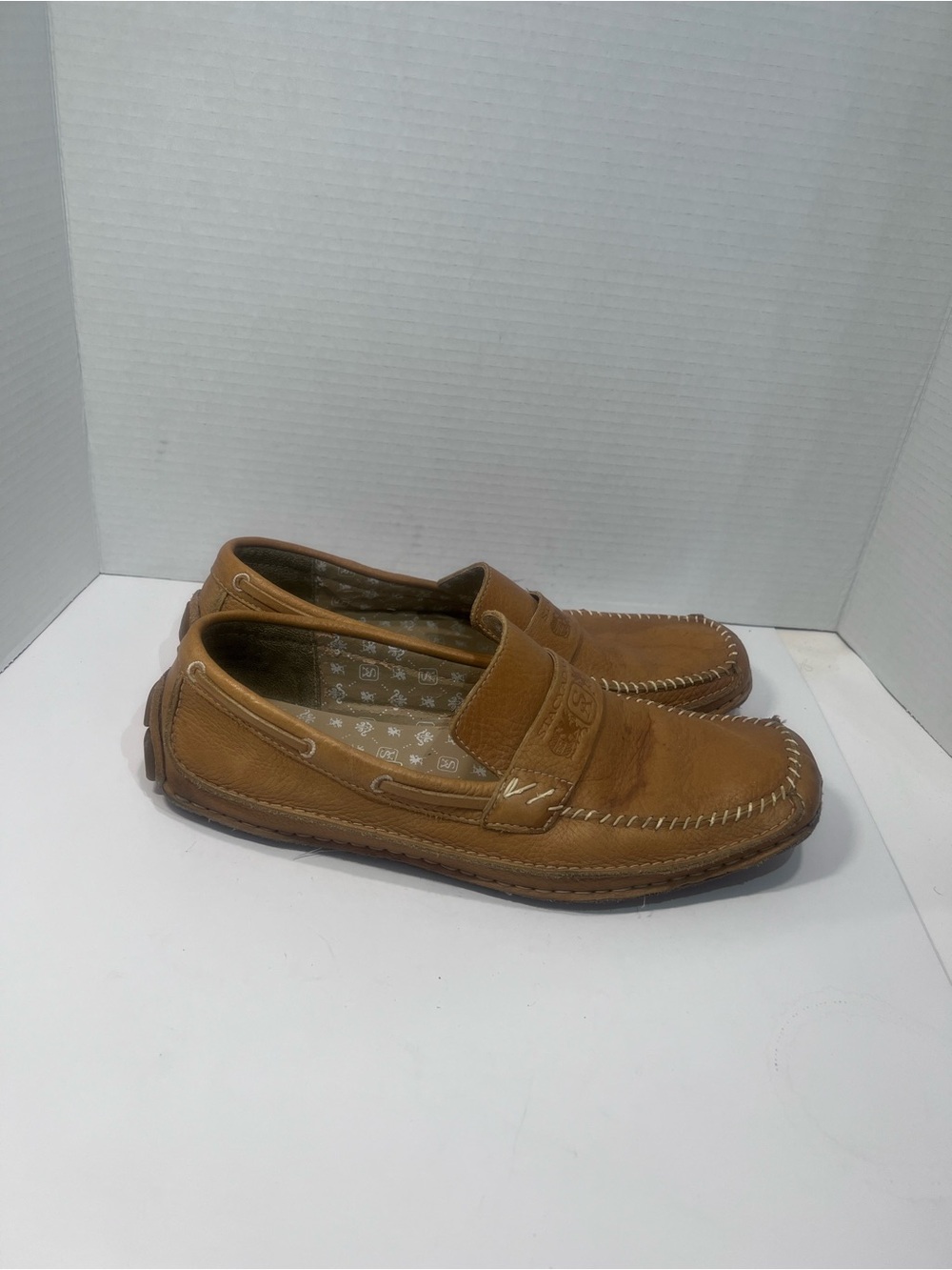 Stacy Adams Tan Leather Slip-On Moccasins